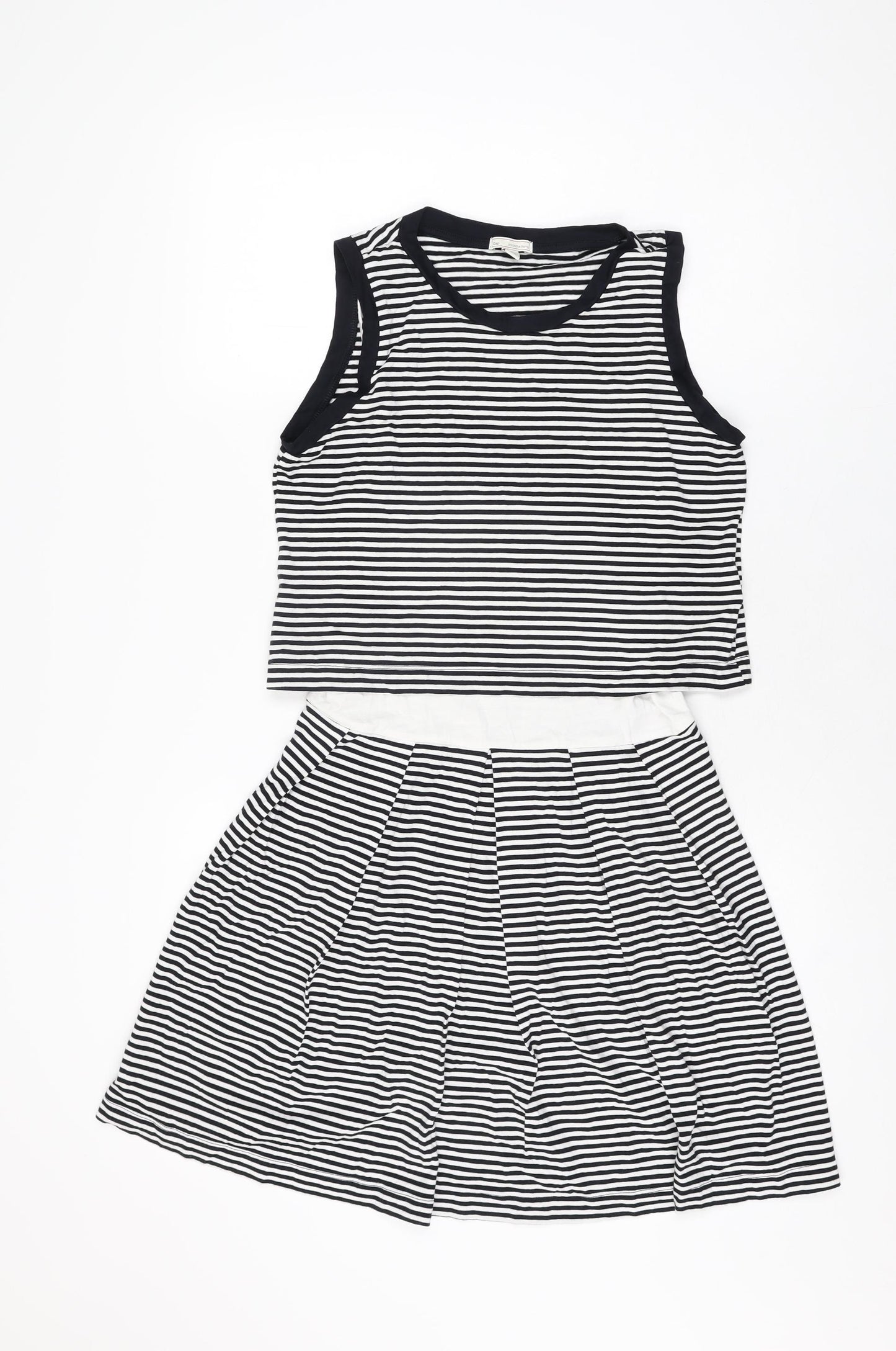 Gap Womens White Striped Cotton Skater Dress Size S Round Neck Pullover