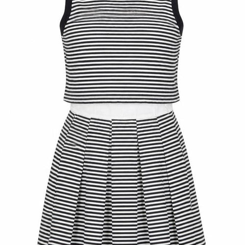 Gap Womens White Striped Cotton Skater Dress Size S Round Neck Pullover
