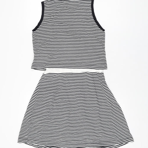 Gap Womens White Striped Cotton Skater Dress Size S Round Neck Pullover
