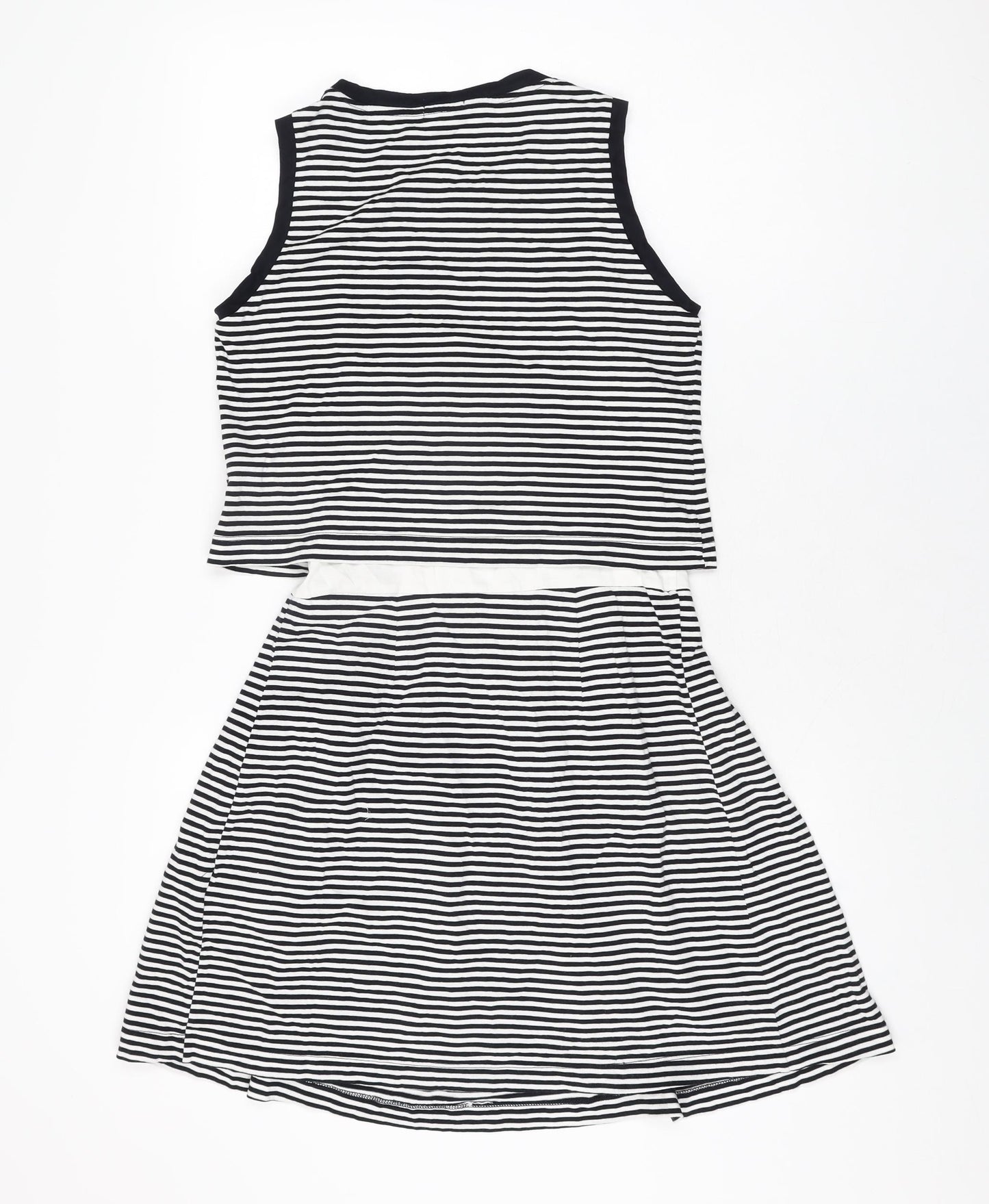 Gap Womens White Striped Cotton Skater Dress Size S Round Neck Pullover