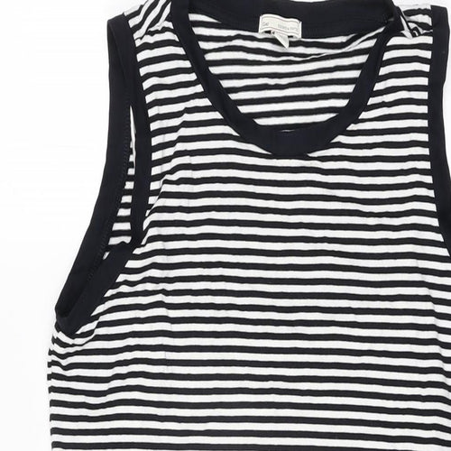 Gap Womens White Striped Cotton Skater Dress Size S Round Neck Pullover