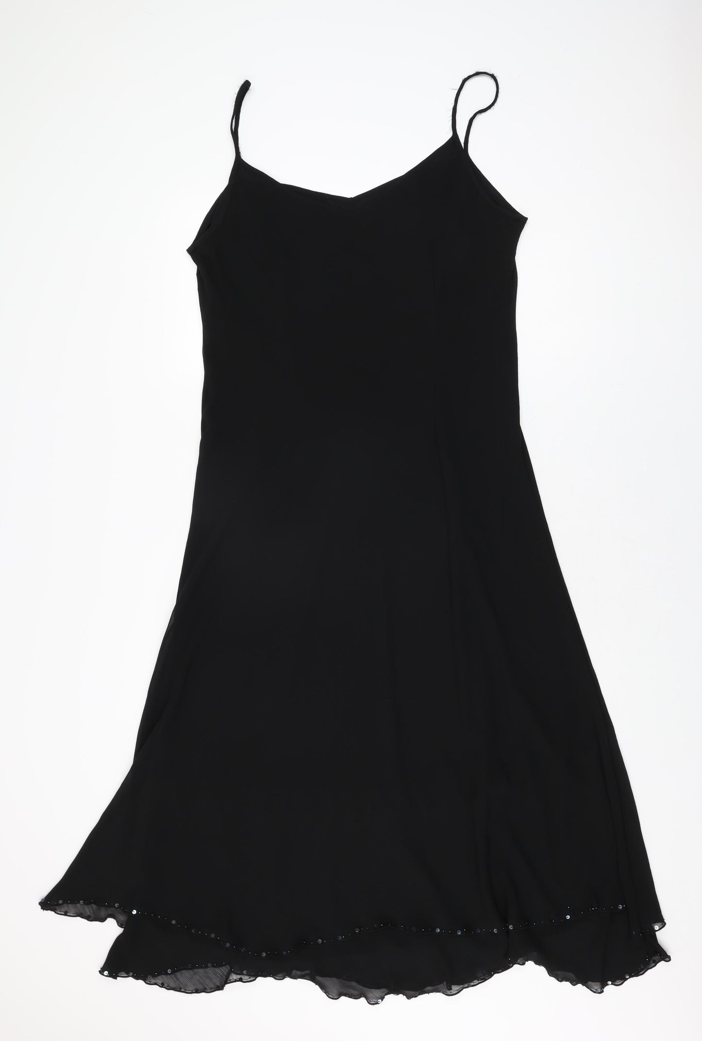 Per Una Womens Black Polyester Slip Dress Size 16 V-Neck Pullover