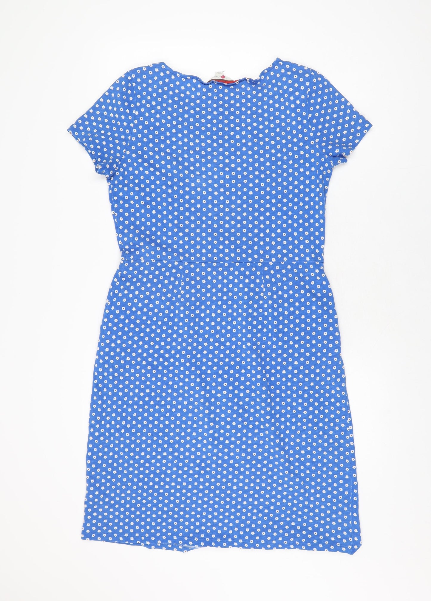 Boden Womens Blue Floral Cotton Shift Size 12 Round Neck Pullover