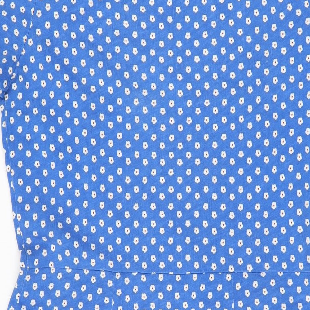 Boden Womens Blue Floral Cotton Shift Size 12 Round Neck Pullover