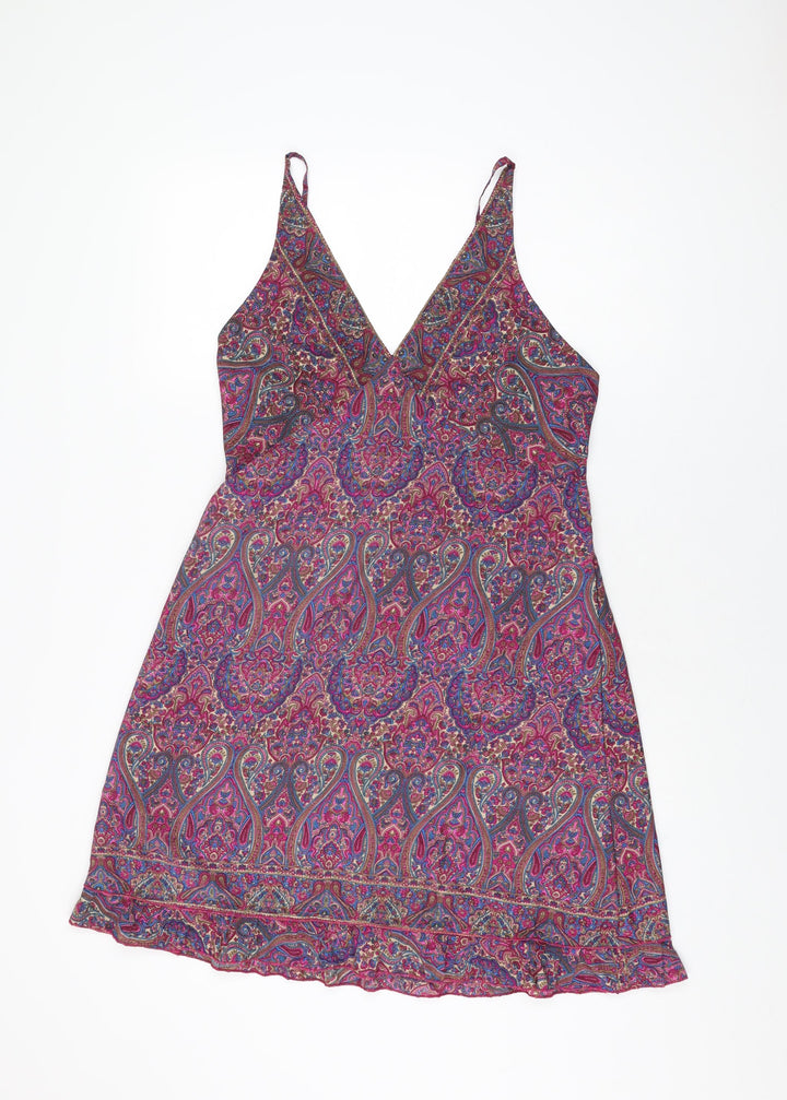 Namaste Womens Multicoloured Paisley Viscose Shift Size L V-Neck Pullover