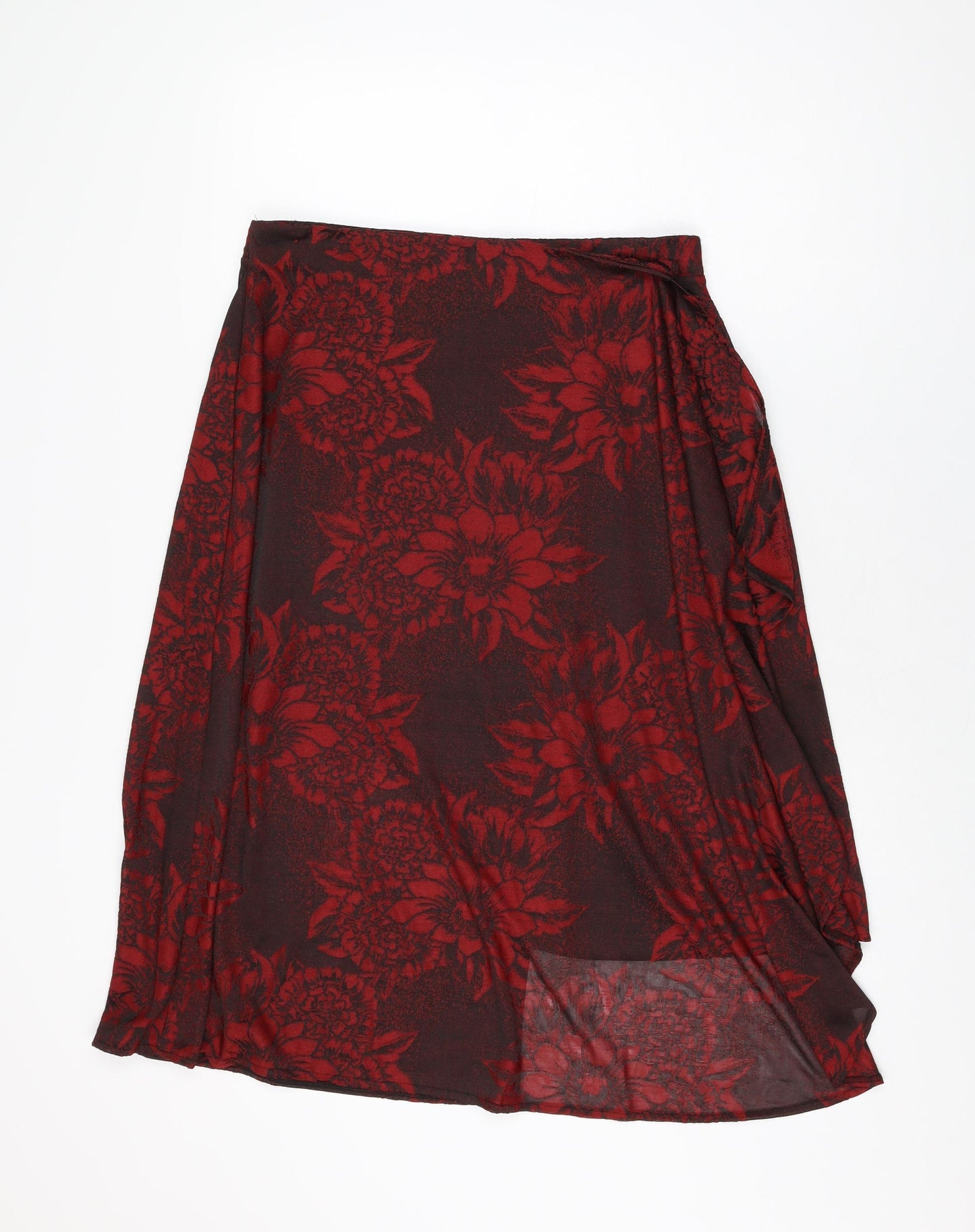 Zara Womens Red Floral Polyester Swing Skirt Size L