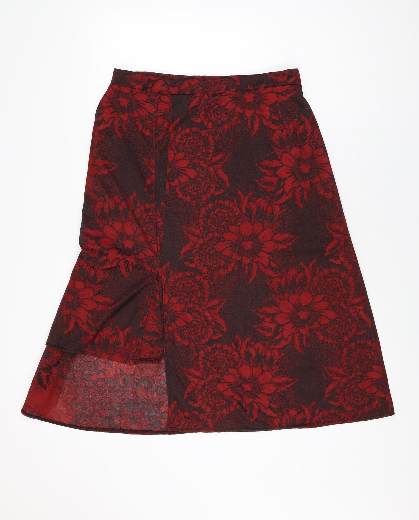 Zara Womens Red Floral Polyester Swing Skirt Size L