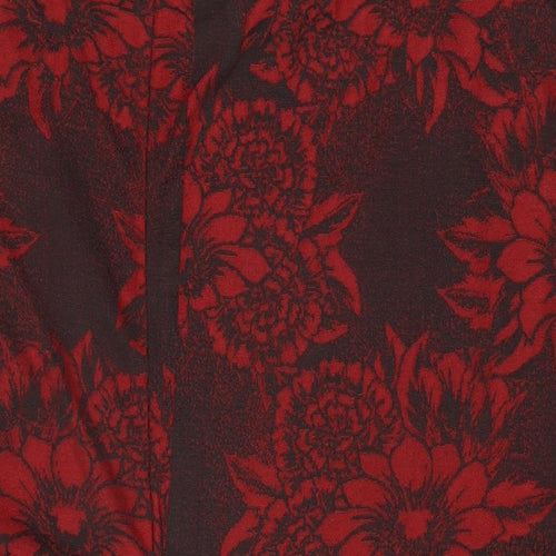 Zara Womens Red Floral Polyester Swing Skirt Size L