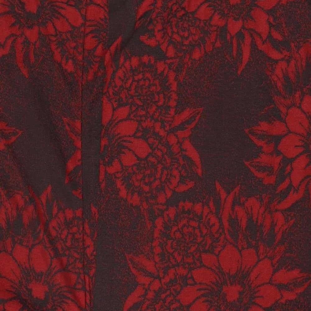 Zara Womens Red Floral Polyester Swing Skirt Size L