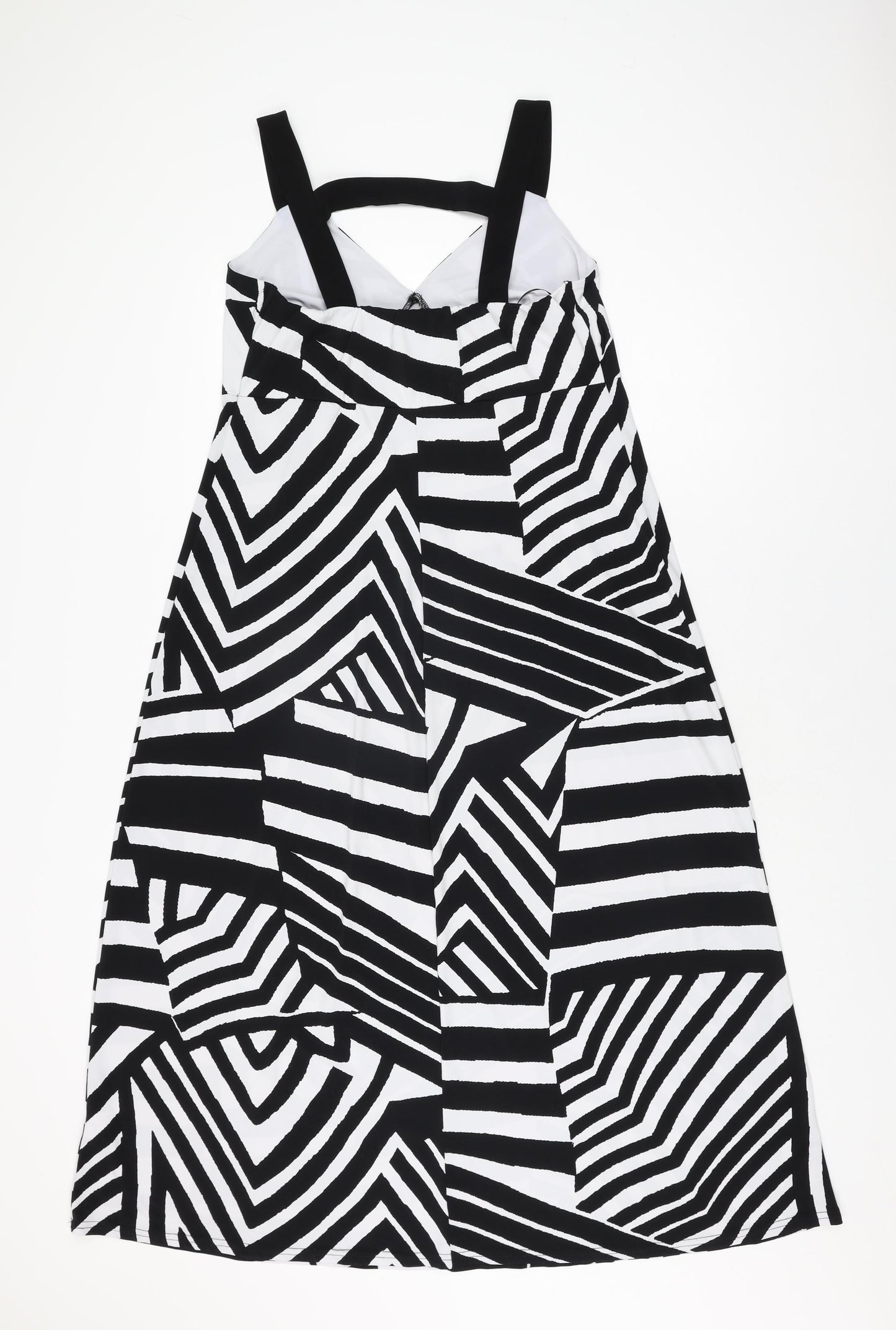 Kaleidoscope Womens White Geometric Polyester Shift Size 14 V-Neck Pullover