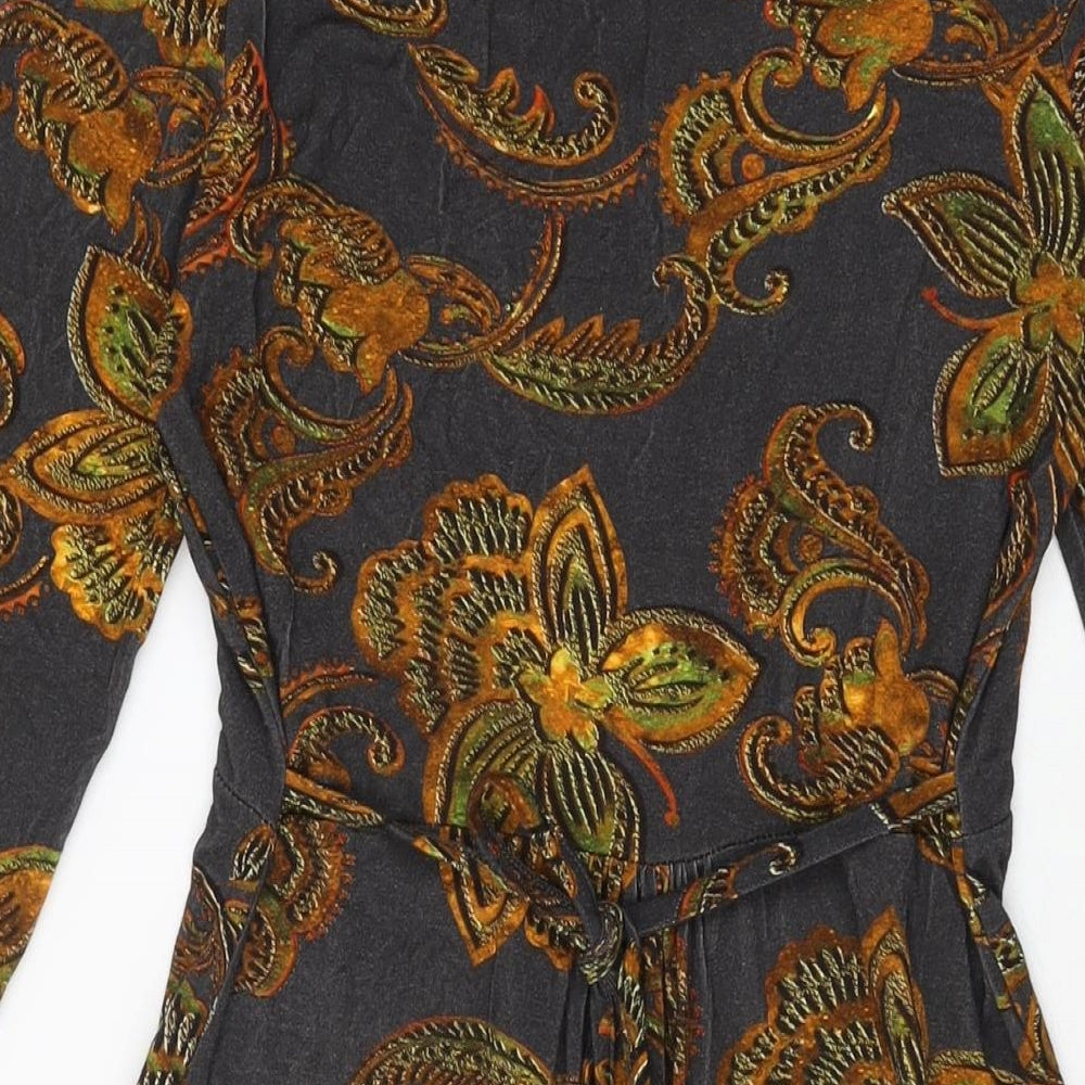 Joe Browns Womens Grey Floral Viscose A-Line Size 10 V-Neck Pullover