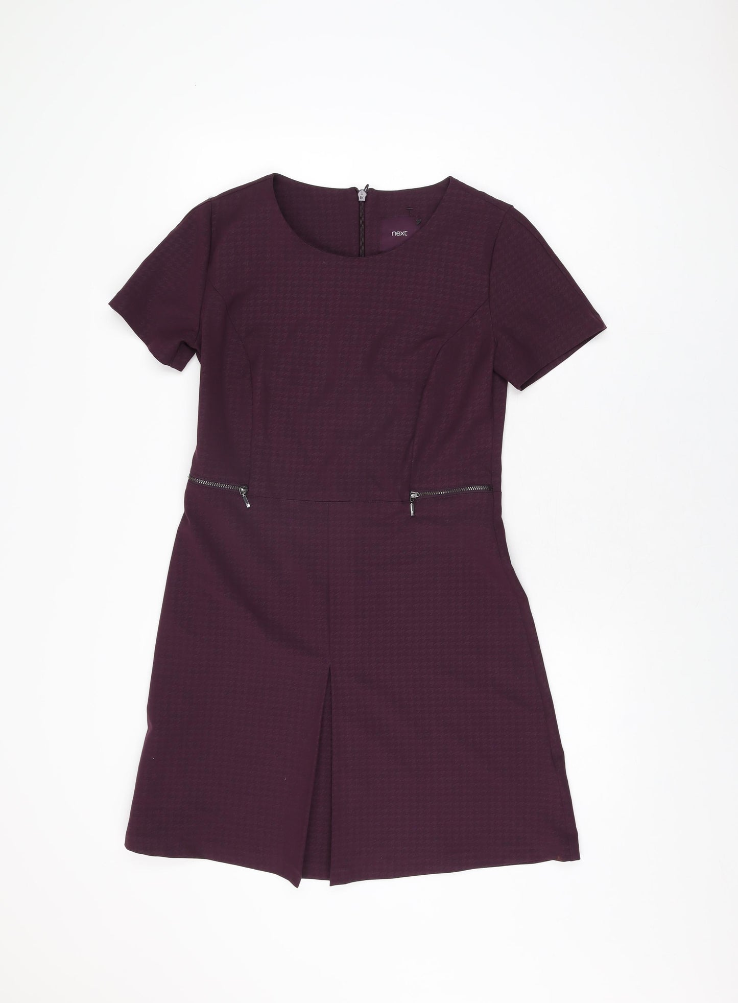 NEXT Womens Purple Polyester Shift Size 10 Round Neck Zip
