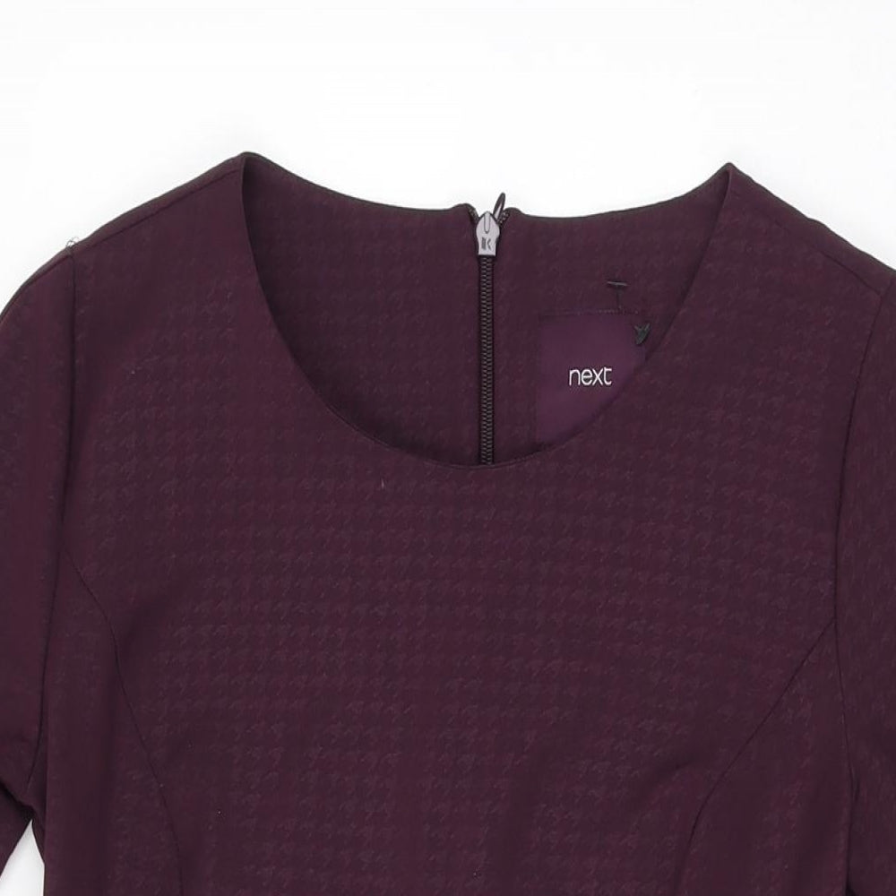NEXT Womens Purple Polyester Shift Size 10 Round Neck Zip
