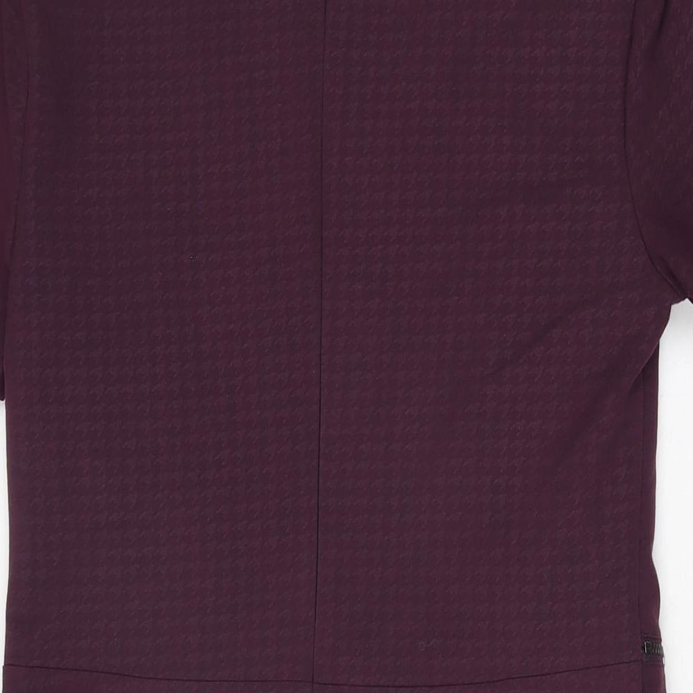 NEXT Womens Purple Polyester Shift Size 10 Round Neck Zip