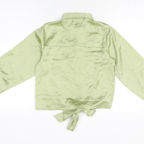 PRETTYLITTLETHING Womens Green Polyester Basic Button-Up Size 6 Collared