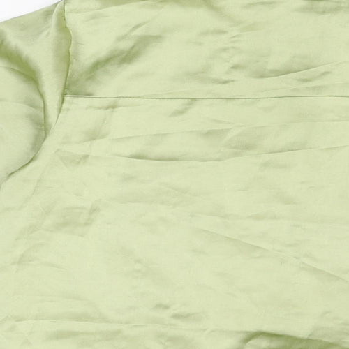 PRETTYLITTLETHING Womens Green Polyester Basic Button-Up Size 6 Collared