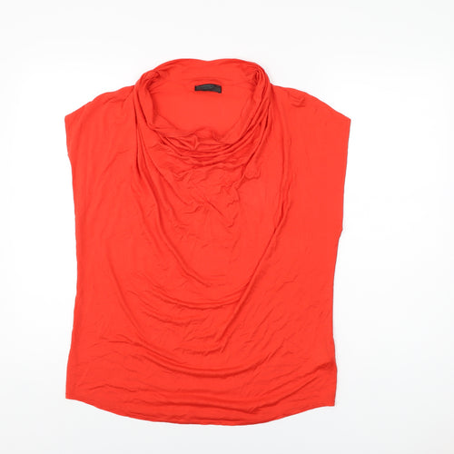 LANIDOR Womens Red Lyocell Basic T-Shirt Size M Round Neck