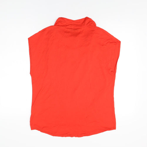 LANIDOR Womens Red Lyocell Basic T-Shirt Size M Round Neck