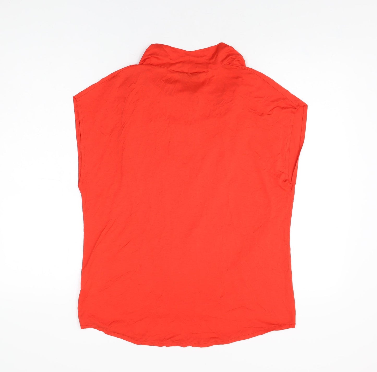 LANIDOR Womens Red Lyocell Basic T-Shirt Size M Round Neck