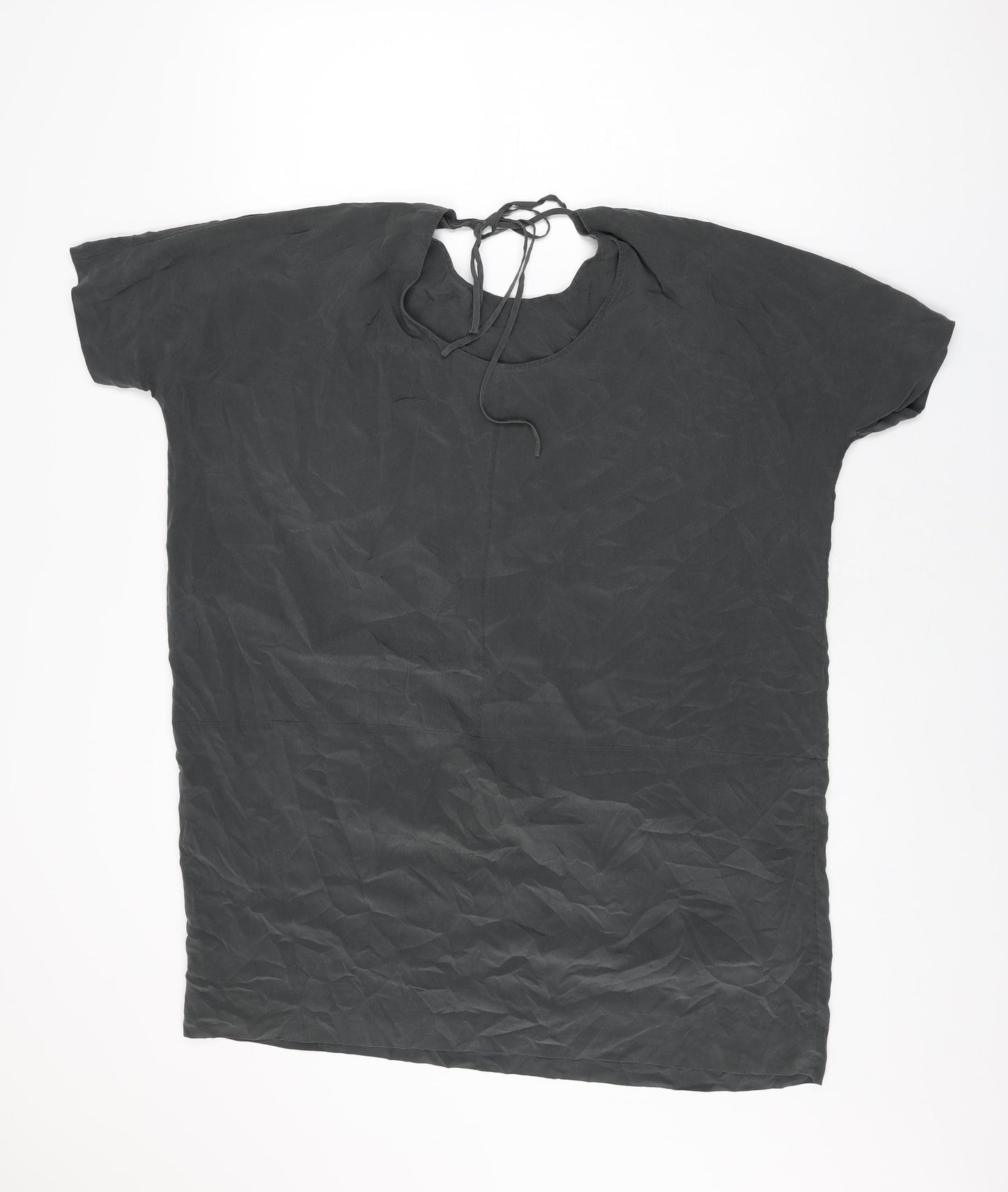 COS Womens Grey Silk Basic T-Shirt Size 12 Round Neck