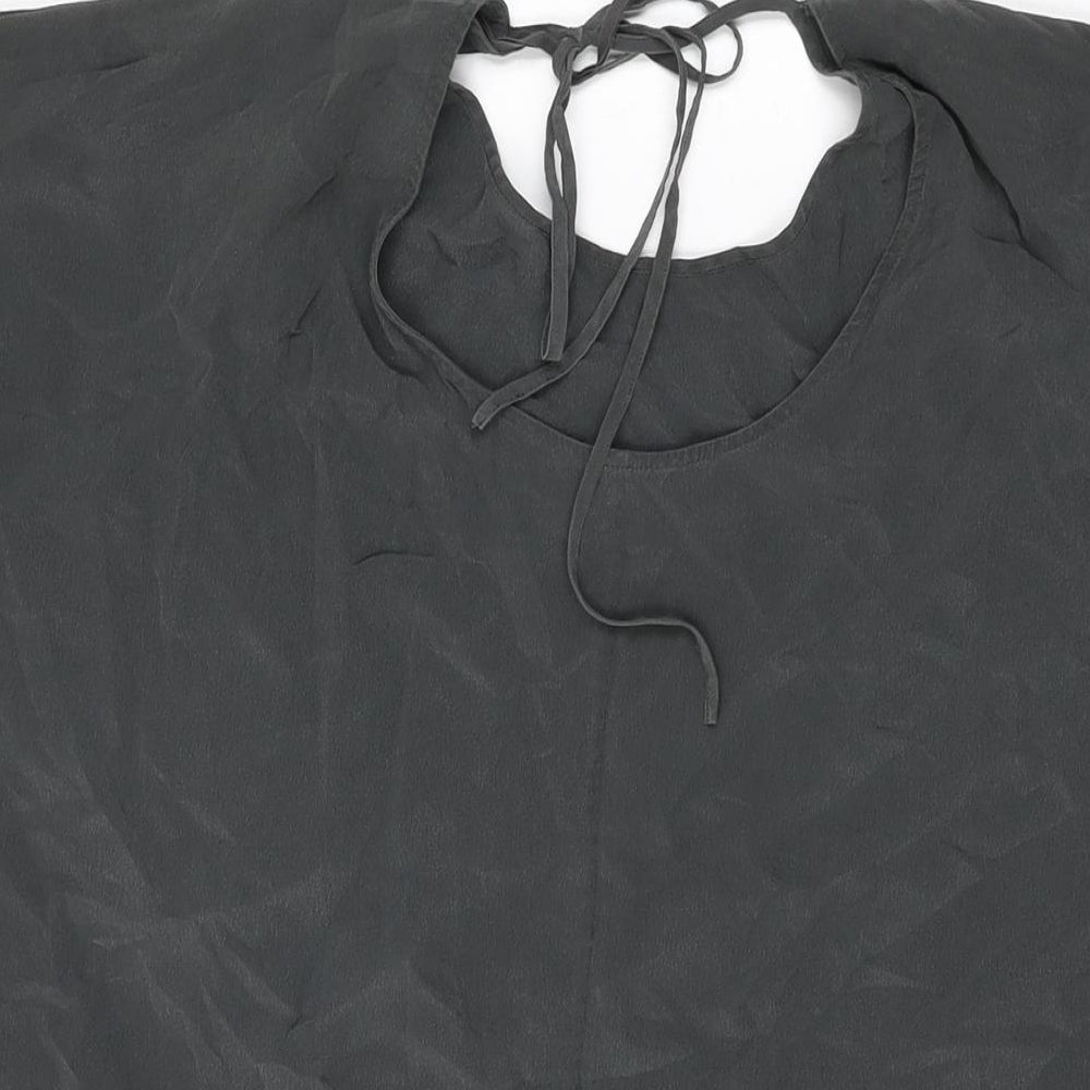 COS Womens Grey Silk Basic T-Shirt Size 12 Round Neck