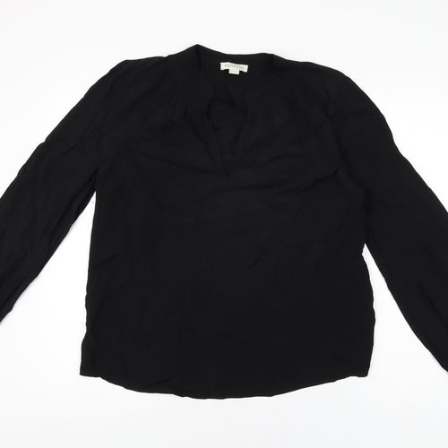 Monsoon Womens Black Viscose Basic Blouse Size 12 V-Neck