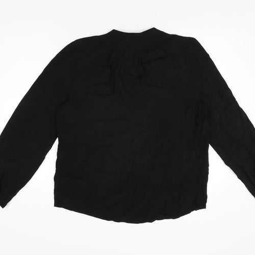 Monsoon Womens Black Viscose Basic Blouse Size 12 V-Neck