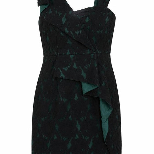 Per Una Womens Black Geometric Cotton Bodycon Size 12 V-Neck Zip