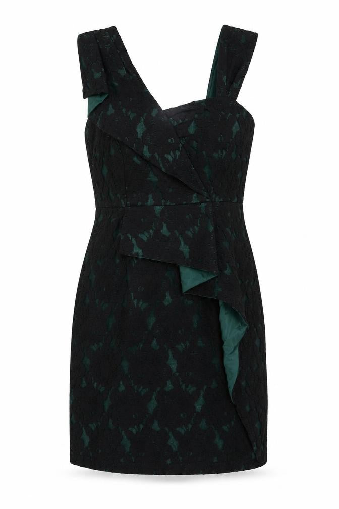 Per Una Womens Black Geometric Cotton Bodycon Size 12 V-Neck Zip