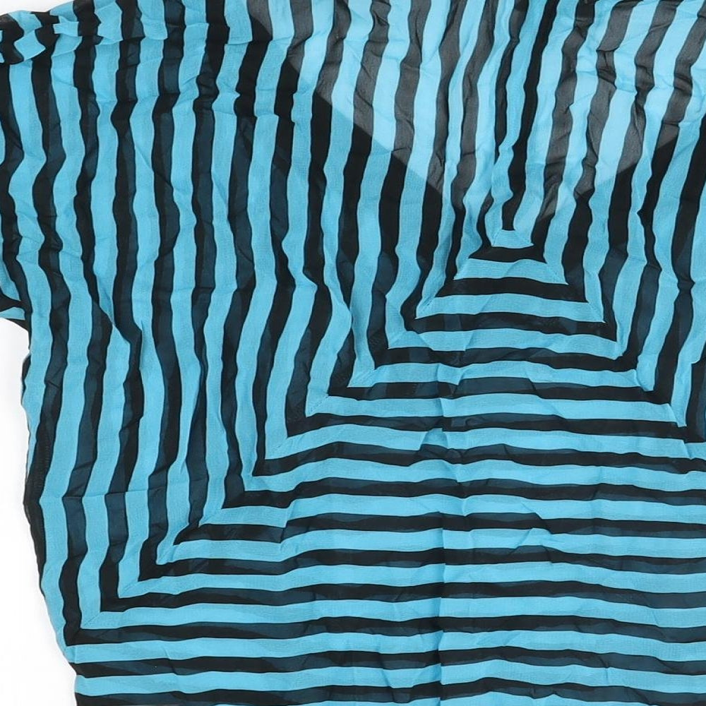Topshop Womens Blue Striped Viscose Basic T-Shirt Size 8 V-Neck