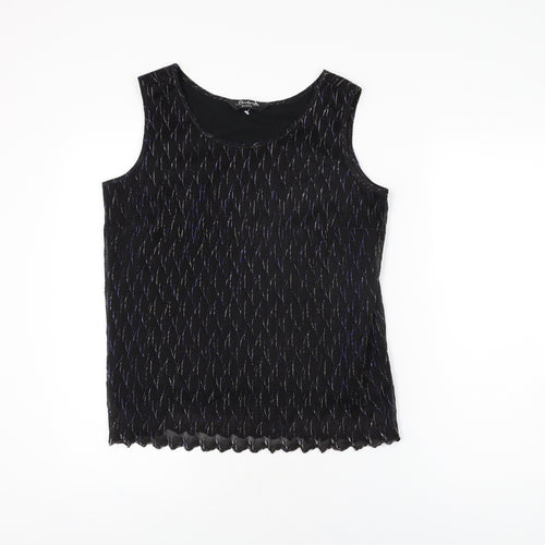 Berkertex Womens Black Geometric Polyester Basic T-Shirt Size 14 Round Neck