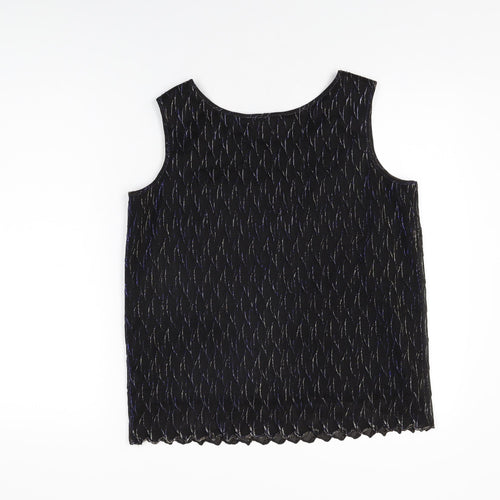 Berkertex Womens Black Geometric Polyester Basic T-Shirt Size 14 Round Neck