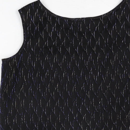 Berkertex Womens Black Geometric Polyester Basic T-Shirt Size 14 Round Neck