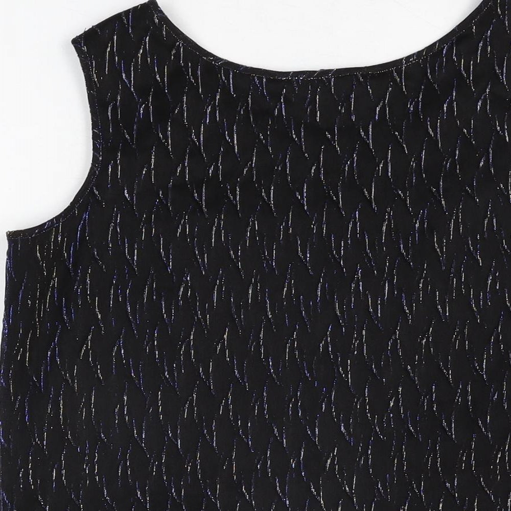 Berkertex Womens Black Geometric Polyester Basic T-Shirt Size 14 Round Neck