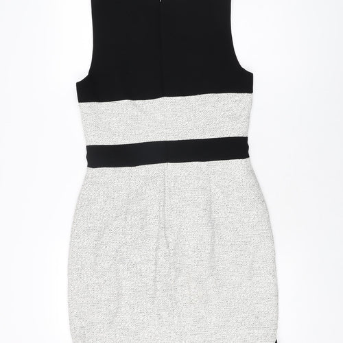 Banana Republic Womens White Cotton Bodycon Size 6 Round Neck Zip