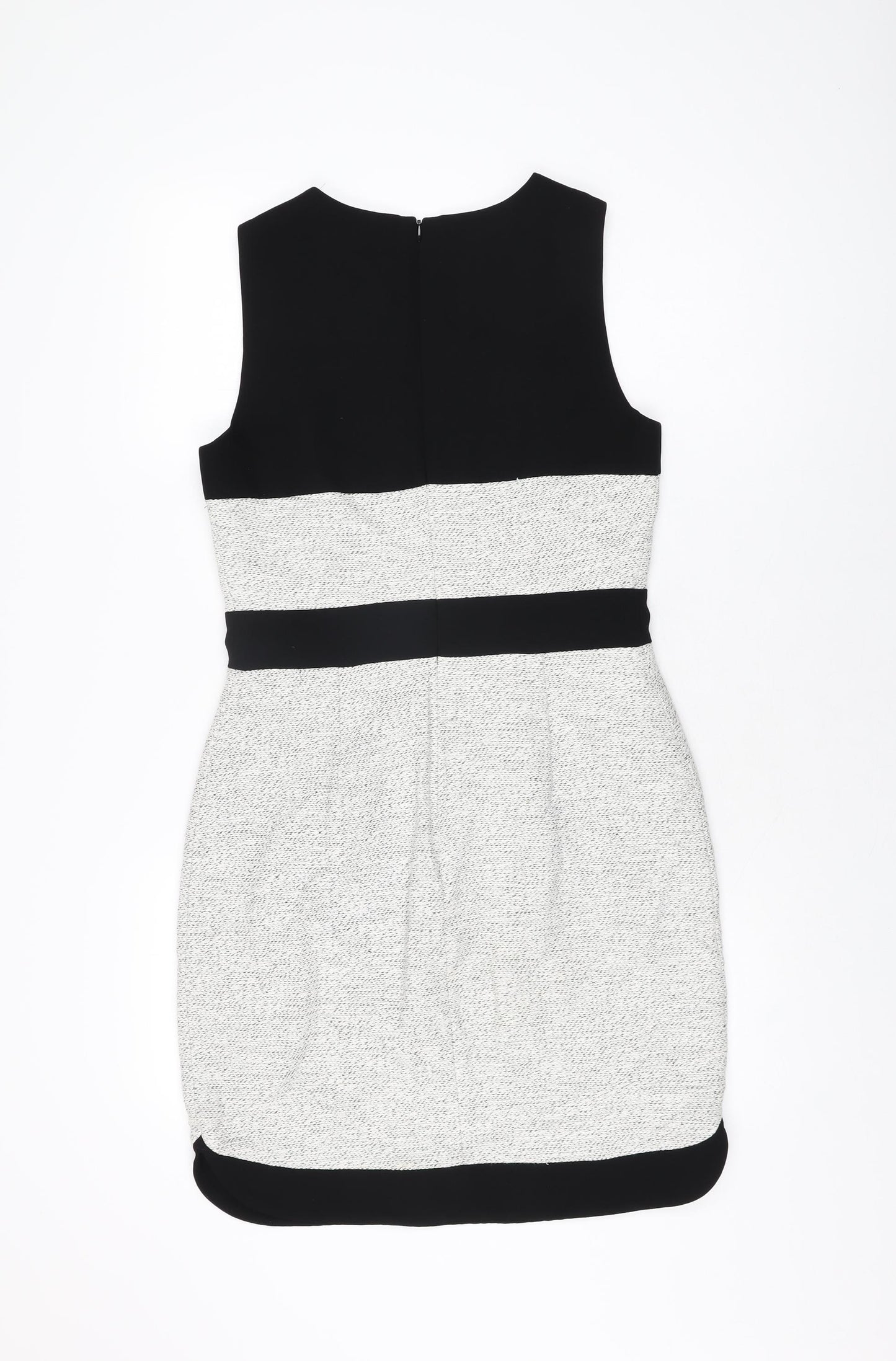 Banana Republic Womens White Cotton Bodycon Size 6 Round Neck Zip