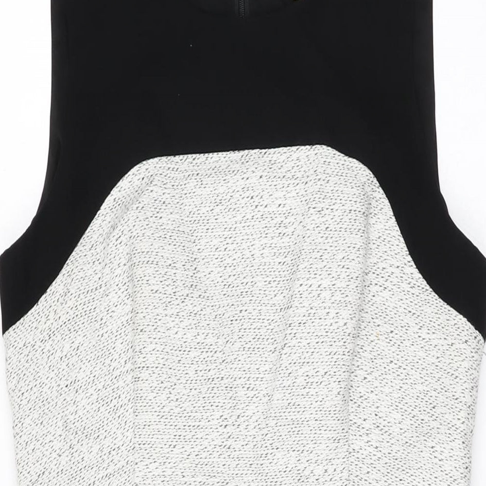Banana Republic Womens White Cotton Bodycon Size 6 Round Neck Zip