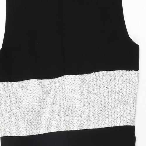 Banana Republic Womens White Cotton Bodycon Size 6 Round Neck Zip