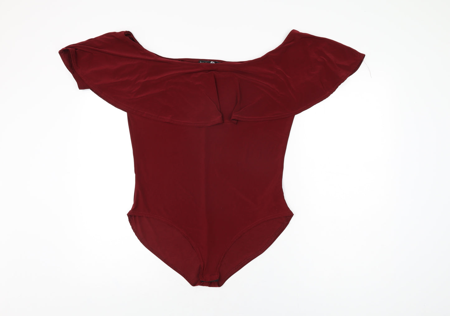 Boohoo Womens Red Polyester Bodysuit One-Piece Size 16 Snap