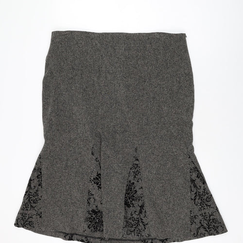 Mia Moda Womens Brown Floral Polyester Flare Skirt Size 20 Zip