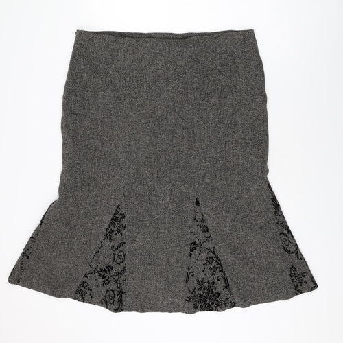 Mia Moda Womens Brown Floral Polyester Flare Skirt Size 20 Zip