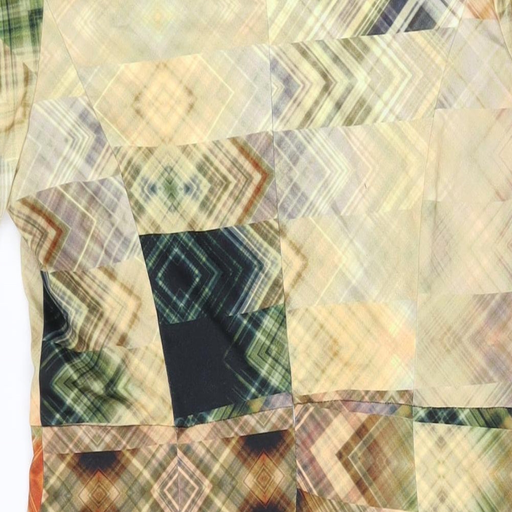 Smashed Lemon Womens Multicoloured Geometric Viscose Bodycon Size 12 V-Neck Zip