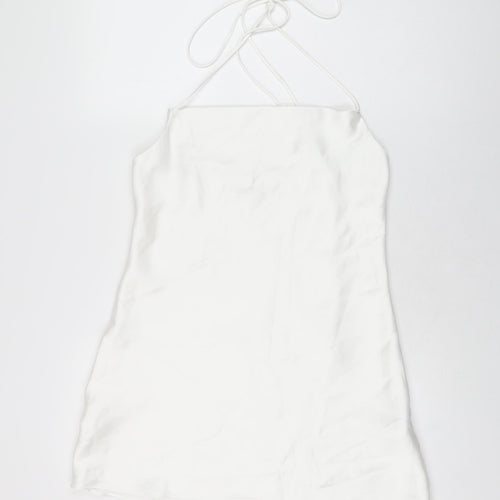 Zara Womens White Polyester Mini Size M Halter Tie