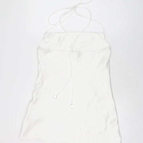 Zara Womens White Polyester Mini Size M Halter Tie