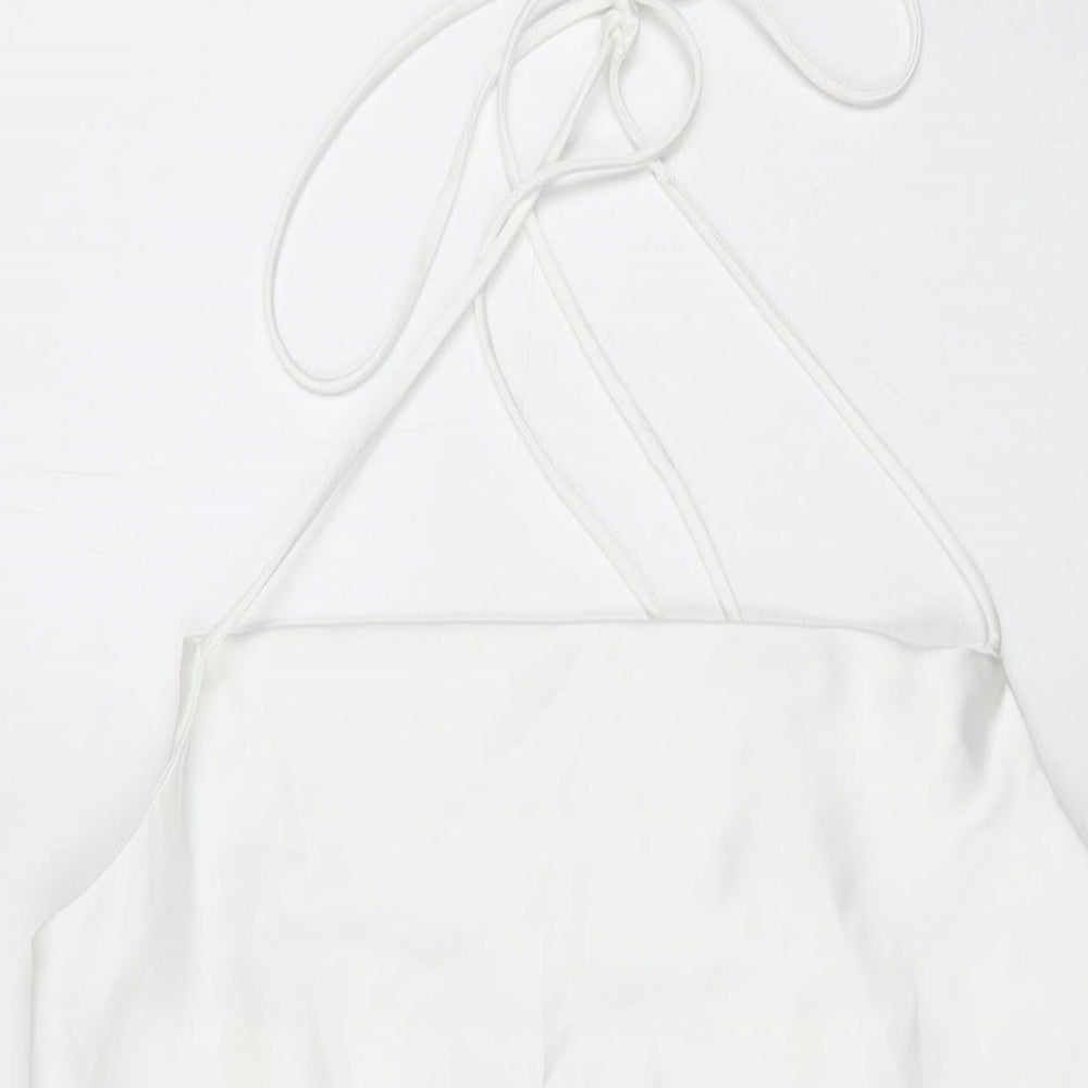 Zara Womens White Polyester Mini Size M Halter Tie