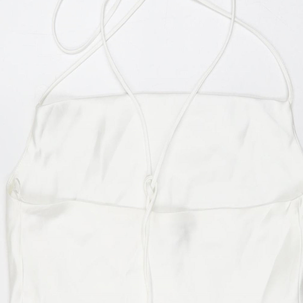Zara Womens White Polyester Mini Size M Halter Tie