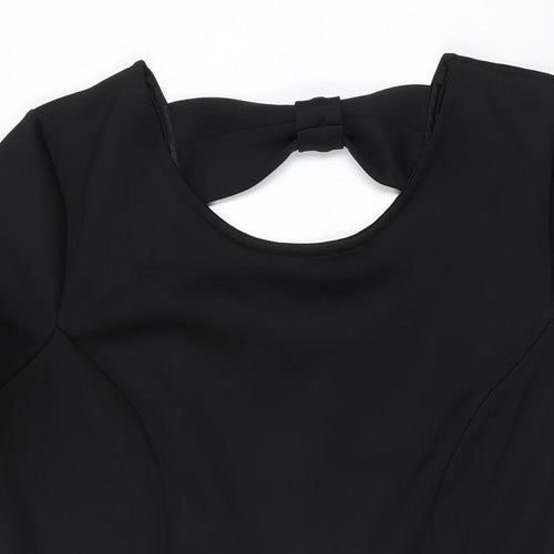 Definitions Womens Black Polyester Skater Dress Size 18 Round Neck Pullover