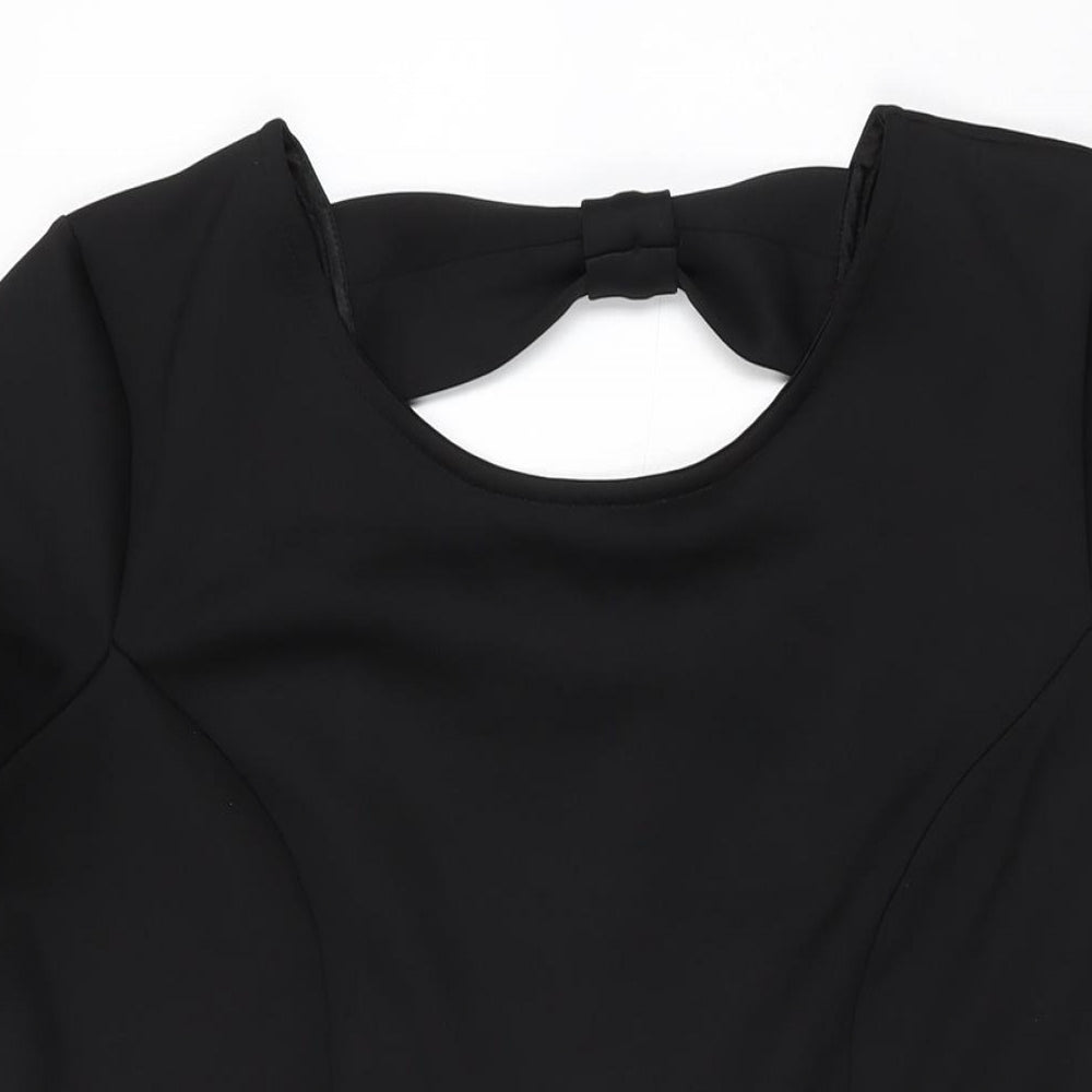 Definitions Womens Black Polyester Skater Dress Size 18 Round Neck Pullover