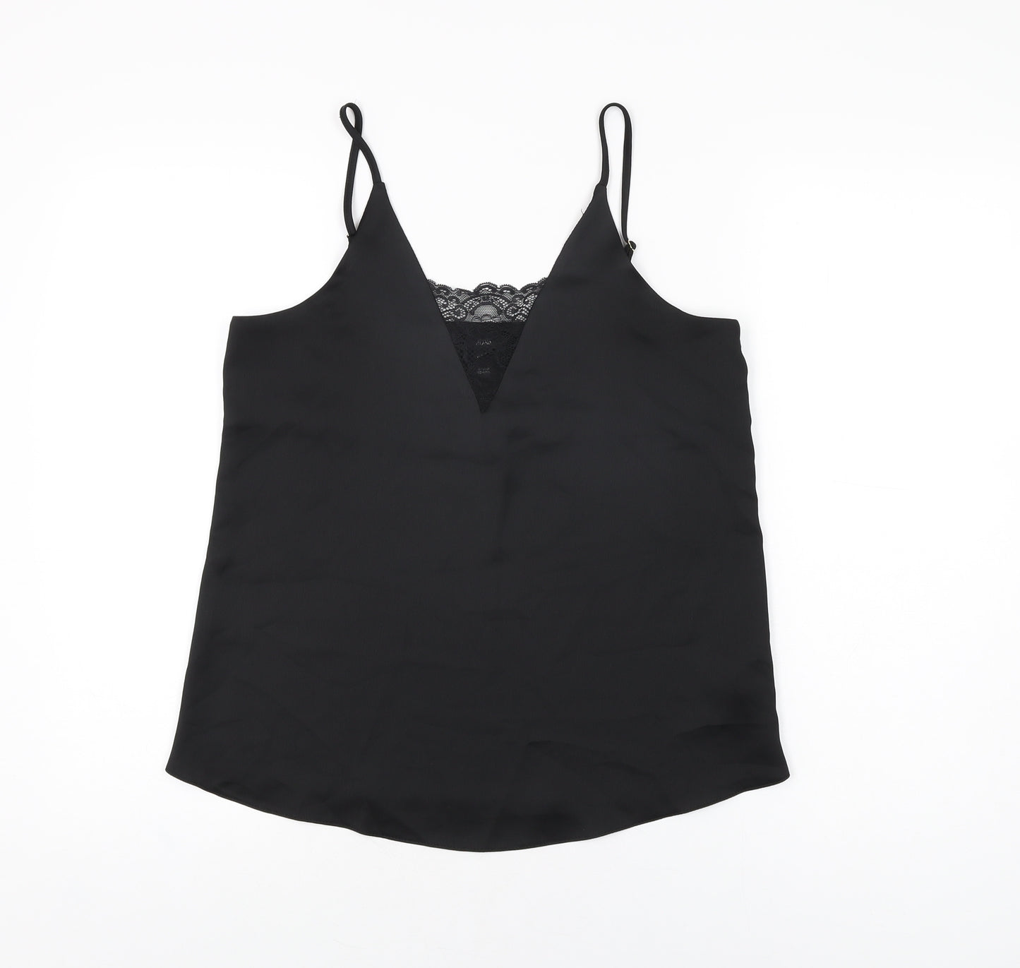 River Island Womens Black Polyester Camisole T-Shirt Size 8 V-Neck