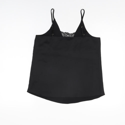 River Island Womens Black Polyester Camisole T-Shirt Size 8 V-Neck